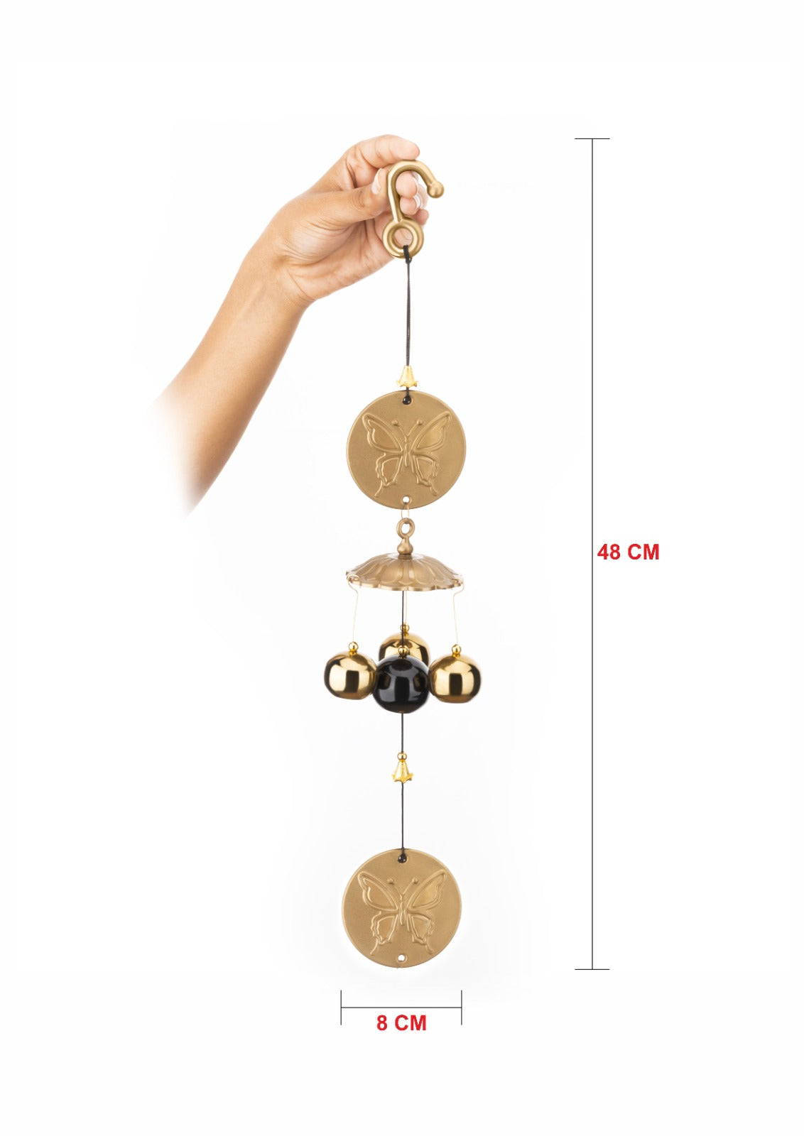 Decorative Metal Butterfly Wind Chime for Home & Balcony Decor – Golden and Black Finish