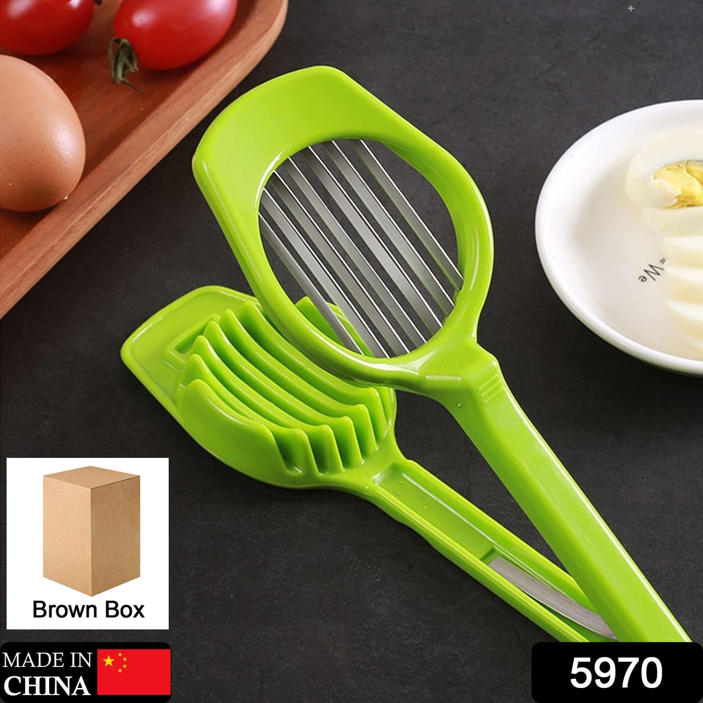 Egg and fruit slicer with seven blades