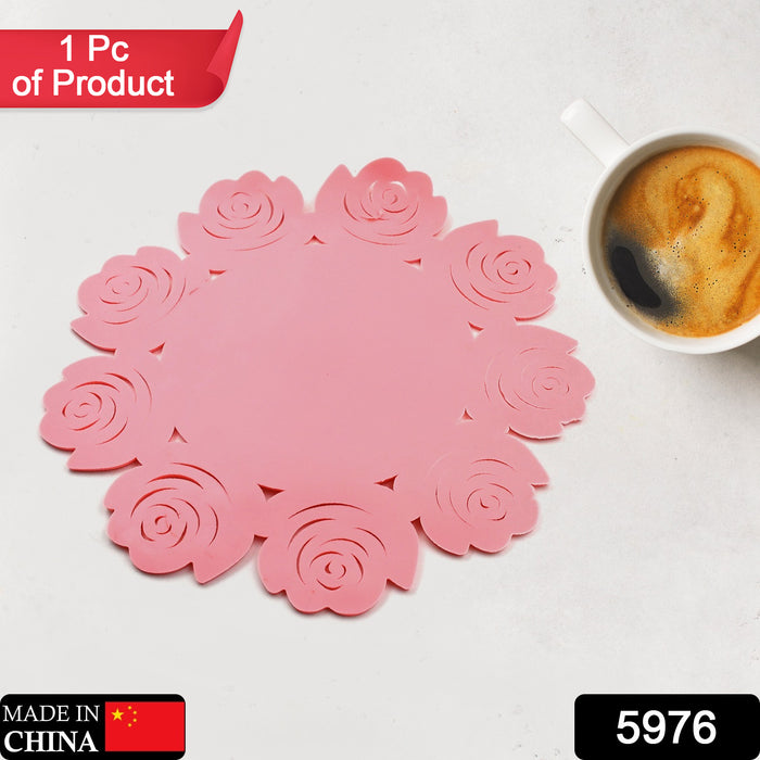 Multifunctional Placemat: Plate & Cup Mat in One (Rose/Circular)