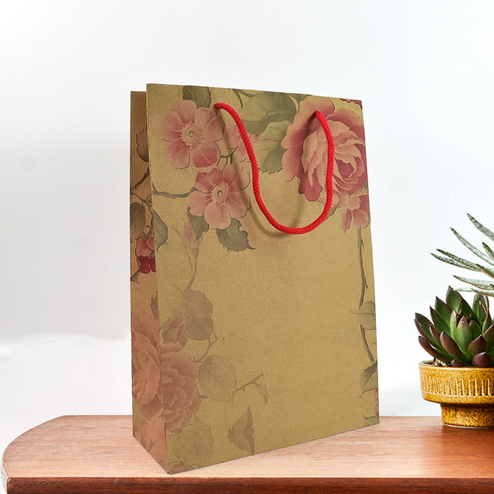 Flower Print Paper Bag (8.5x12x3.5 Inch)