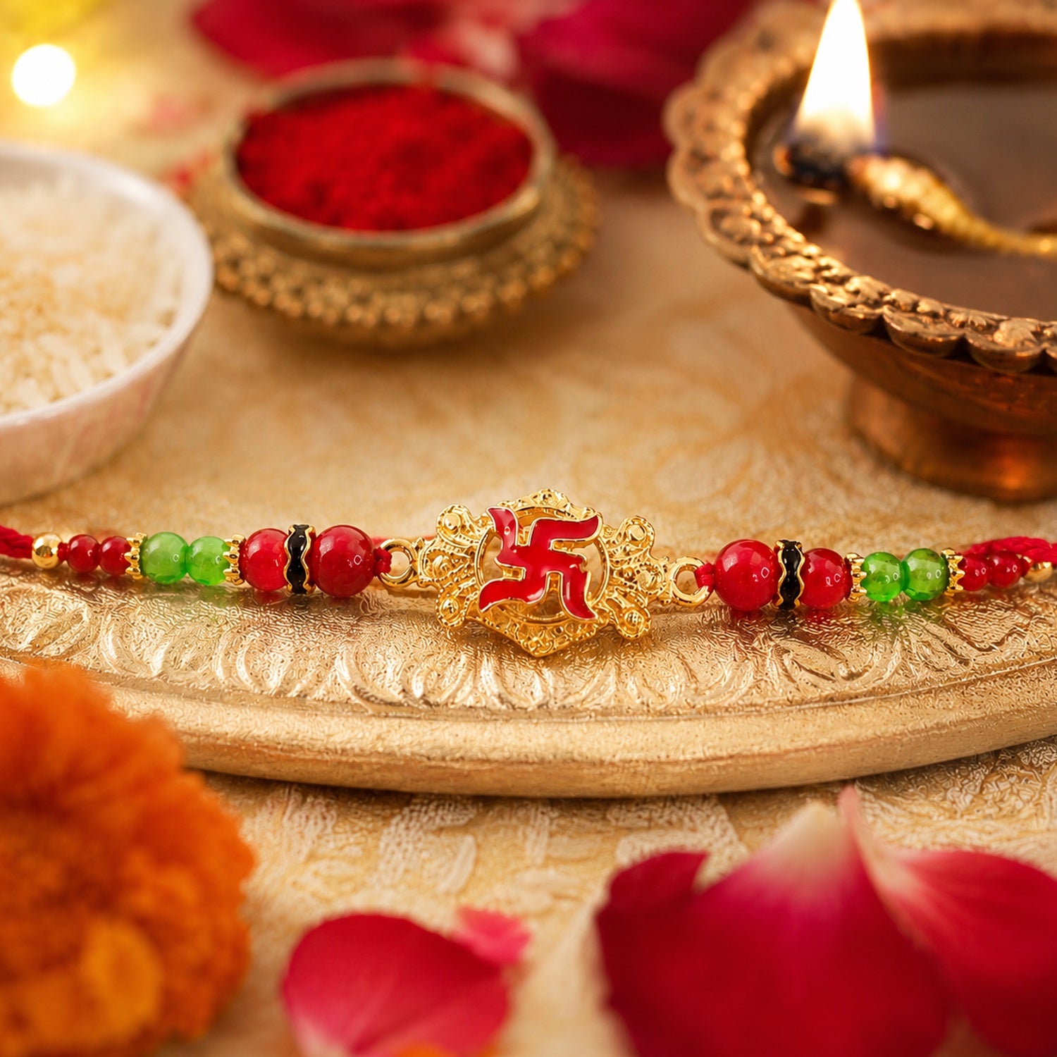 Traditional styled Swastik Rakhi for Raksha Bandhan