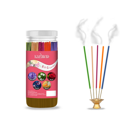 Premium Agarbatti 5 In 1 Combo with Lavender, Mogara, Rose, Royal, Melon Fragrances for Long Lasting Aroma (400 Gm)