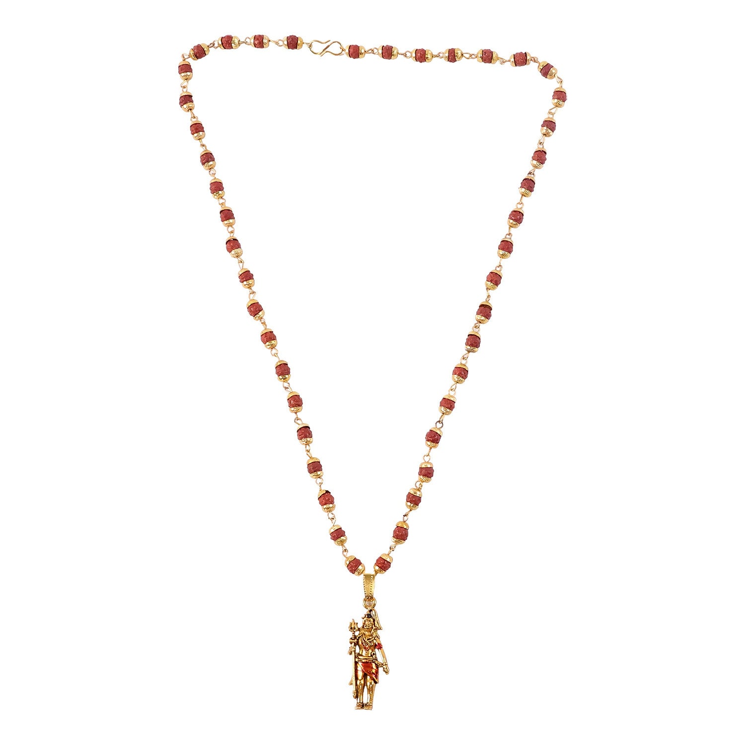 Gold Plated Shiv Ji Pendant & Rudraksha Bead Necklace