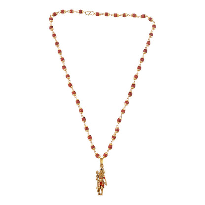 Gold Plated Shiv Ji Pendant & Rudraksha Bead Necklace