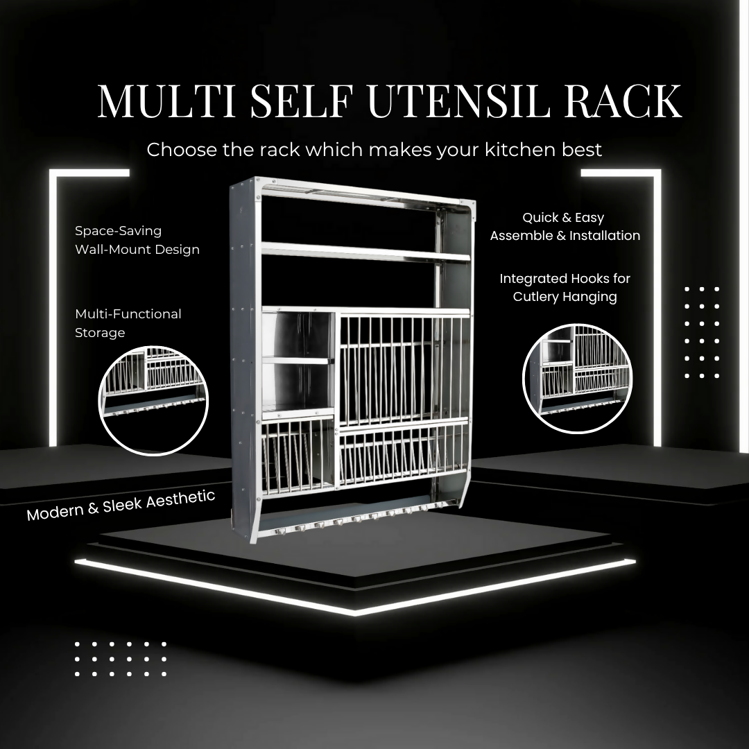 Wall Mount Kitchen Utensils Dish Rack DLX-4836