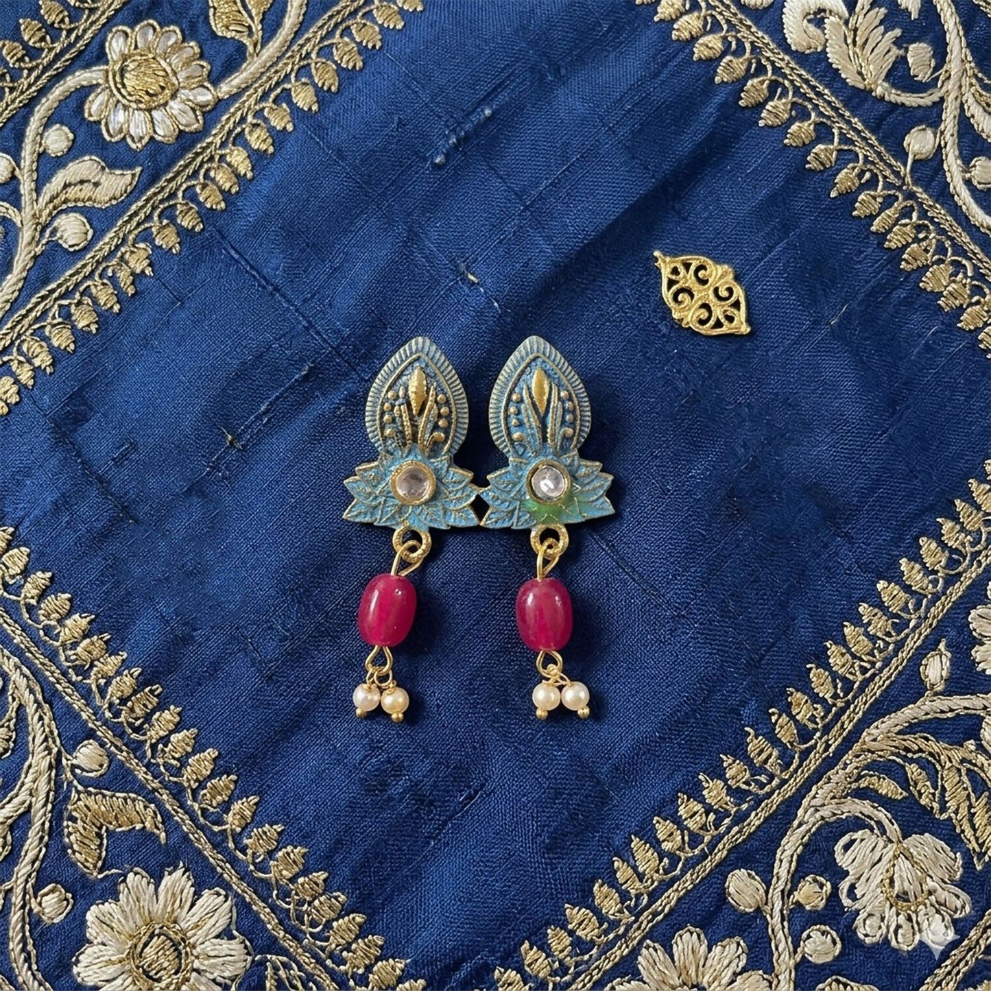 Beaded necklace set styled with traditional outfit