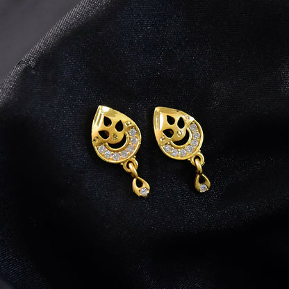 Leaf Pattern Drop Earrings with Shimmering Stone Work