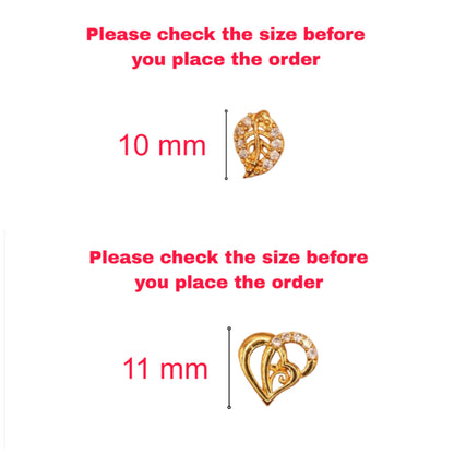 Gold Plated AD Stud Earrings Combo: Heart & Leaf Designs for women and girls Combo Pack of 2