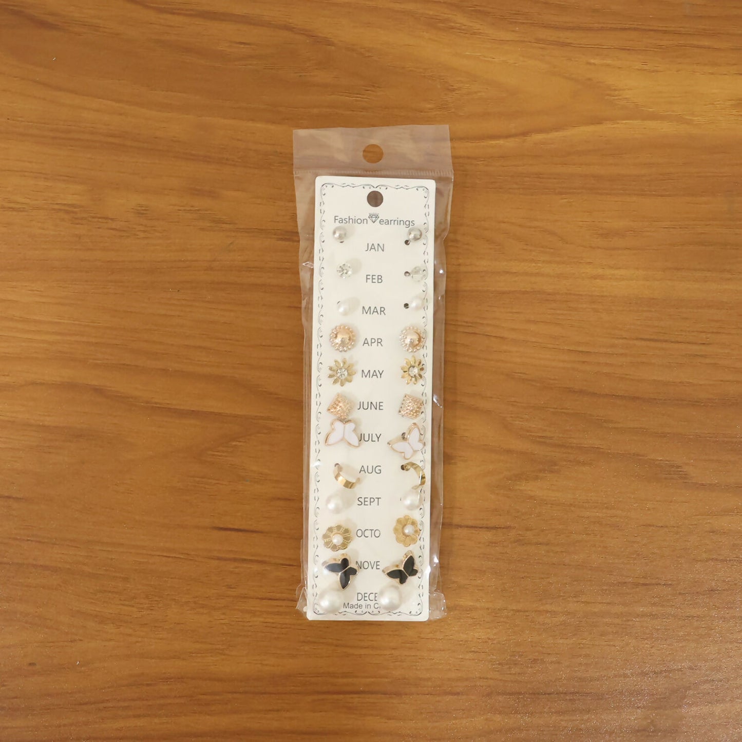 Designer packaging for the 12-month earring gift set