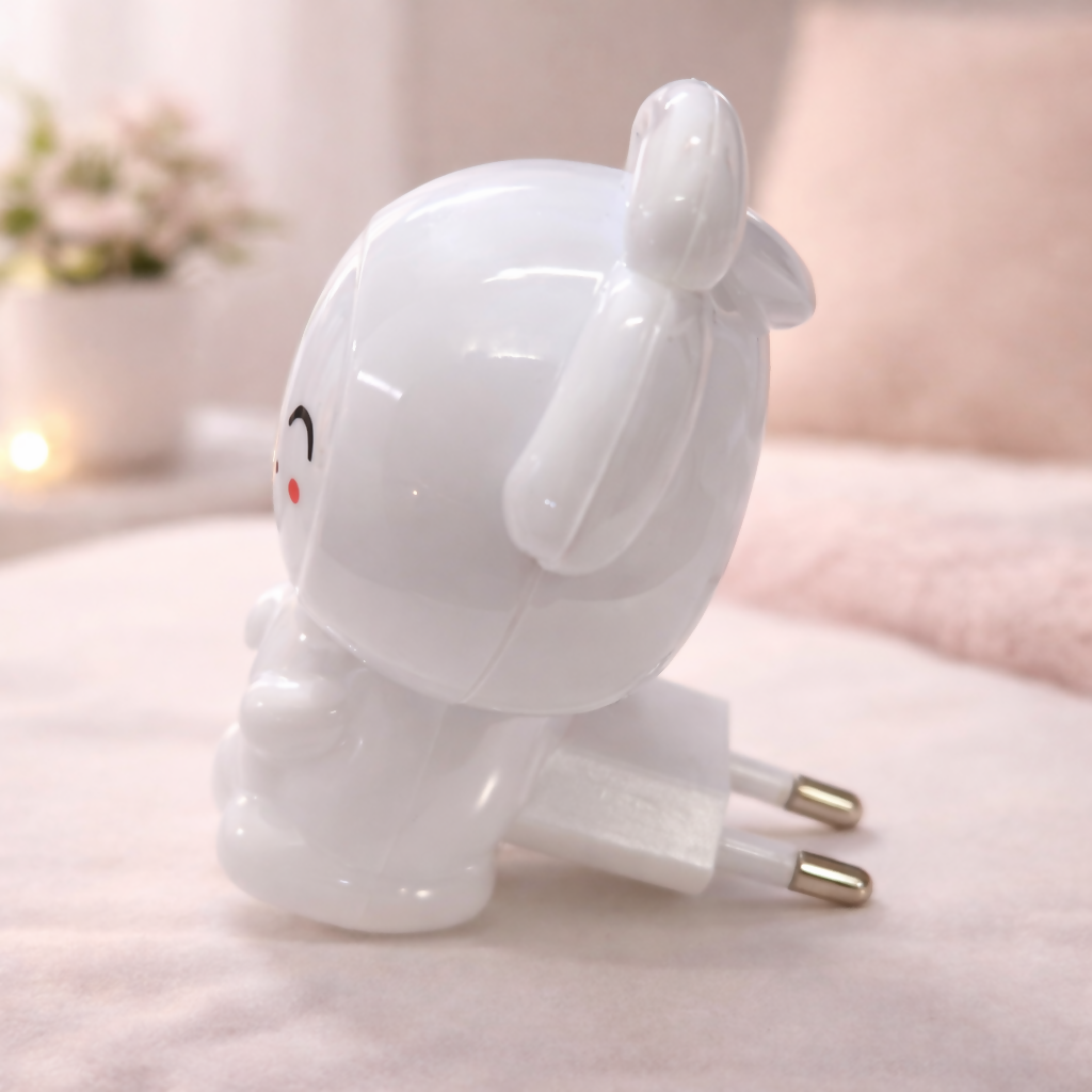 Cute Bunny Plug-In LED Night Light for Bedroom, Kids Room & Nursery