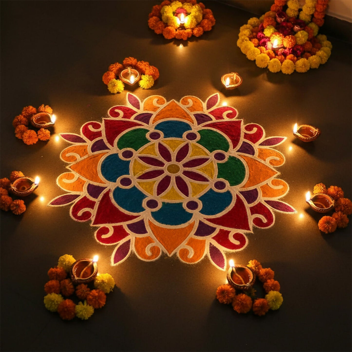 Mandala Flower Rangoli MDF Design | Reusable Rangoli Stencil