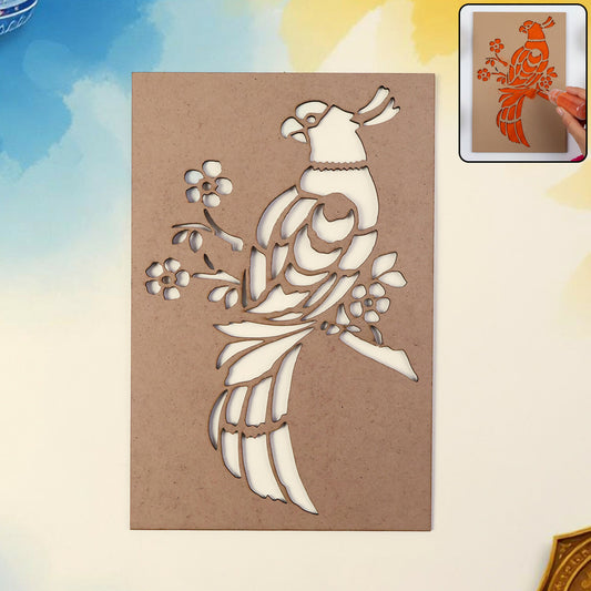 Portable MDF Rangoli Stencil Decorative Bird Design | Reusable Floor Rangoli
