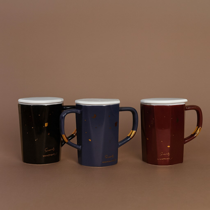 Premium Ceramic Secret Universe Mug with Gold Handle Accent | Designer Celestial Theme Coffee & Tea Cup for Home & Office | Heat-Resistant Stylish Drinkware for Hot Beverages | Ideal Birthday, Festive & Office Gift(Mix Design)