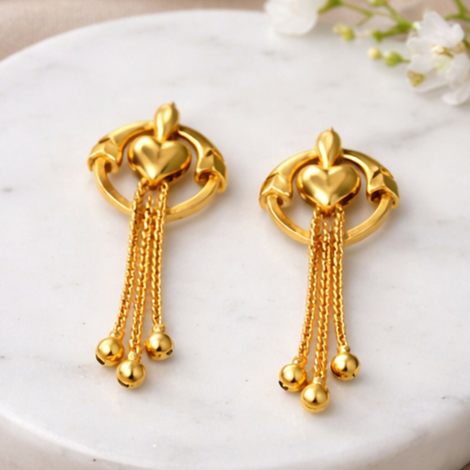 Elegant Golden Drop Earrings for Women & Girls | Lightweight Stylish Party Wear Earrings