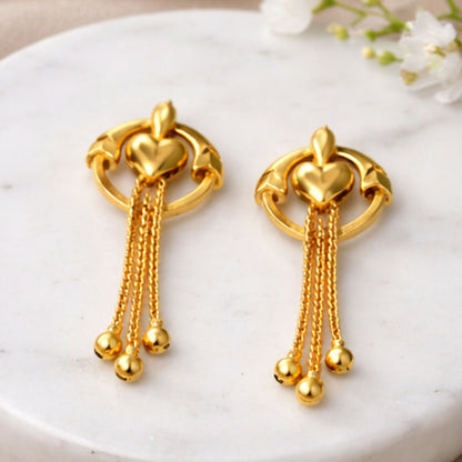 Elegant Golden Drop Earrings for Women & Girls | Lightweight Stylish Party Wear Earrings