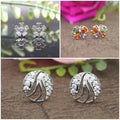 Zircon Stud Earrings Set – Elegant Flower, Butterfly, and Round Cluster