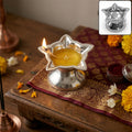 Silver Star-Shaped Oil Diya Lamp for Religious & Festive Decor