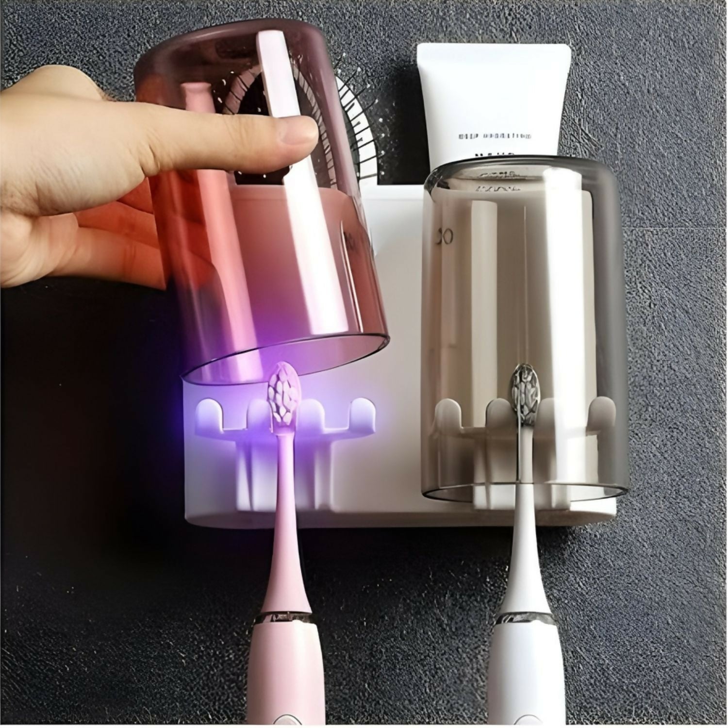 Self adhesive Toothbrush Holder 2 cup set