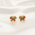 Gold Plated Butterfly Stud Earrings – Multicolored Zircon Sparkle