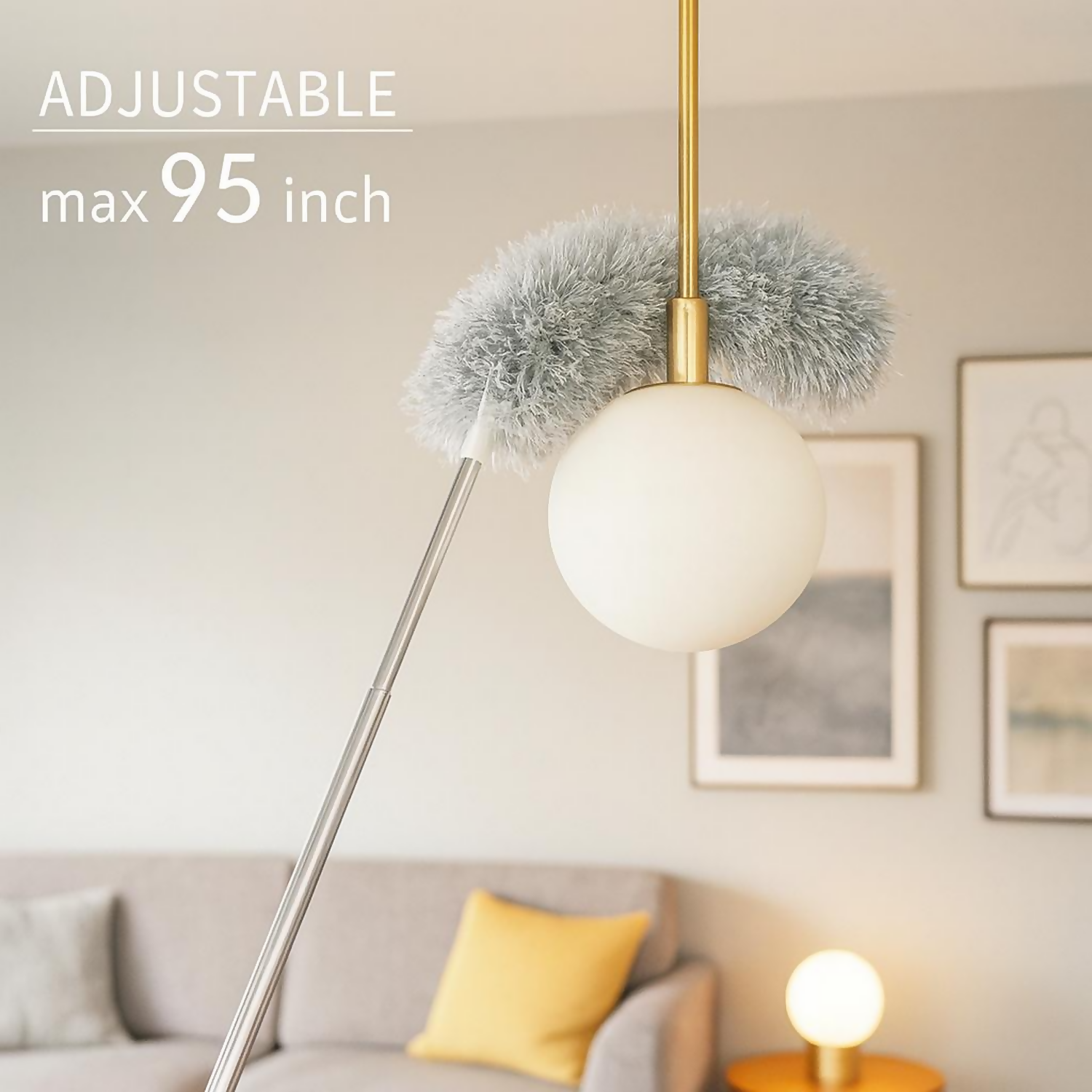 Adjustable Ceiling Cleaning Duster with Light Pole for Home Cleaning