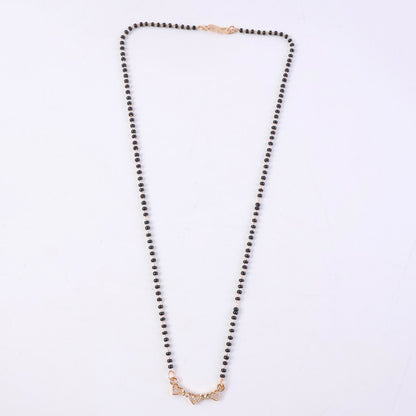 Fashionable mangalsutra necklace with intricate design and crystal accents.
