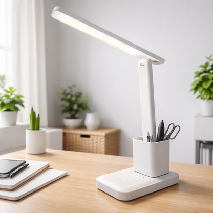LED Desk Lamp with Pen Holder, Adjustable Study Table Lamp for Home & Office