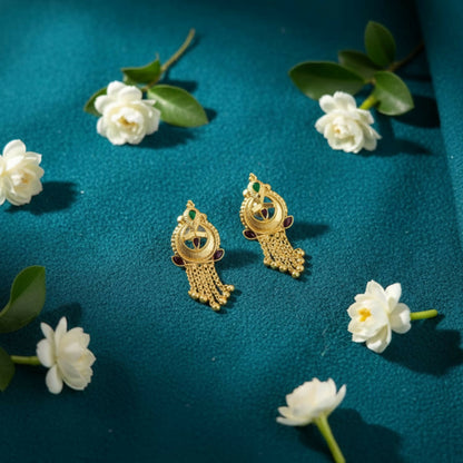 Nice 5 Line Golden Earrings for Women & Girls – Traditional Fancy Jewellery Gift