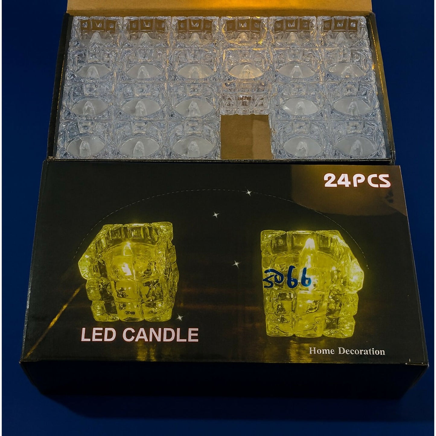 Set of 24 Square Crystal LED Tealight Candles | Battery Operated Flameless Decorative Lights | Warm Yellow Glow for Diwali, Pooja, Wedding, Home Décor, Parties & Festivals