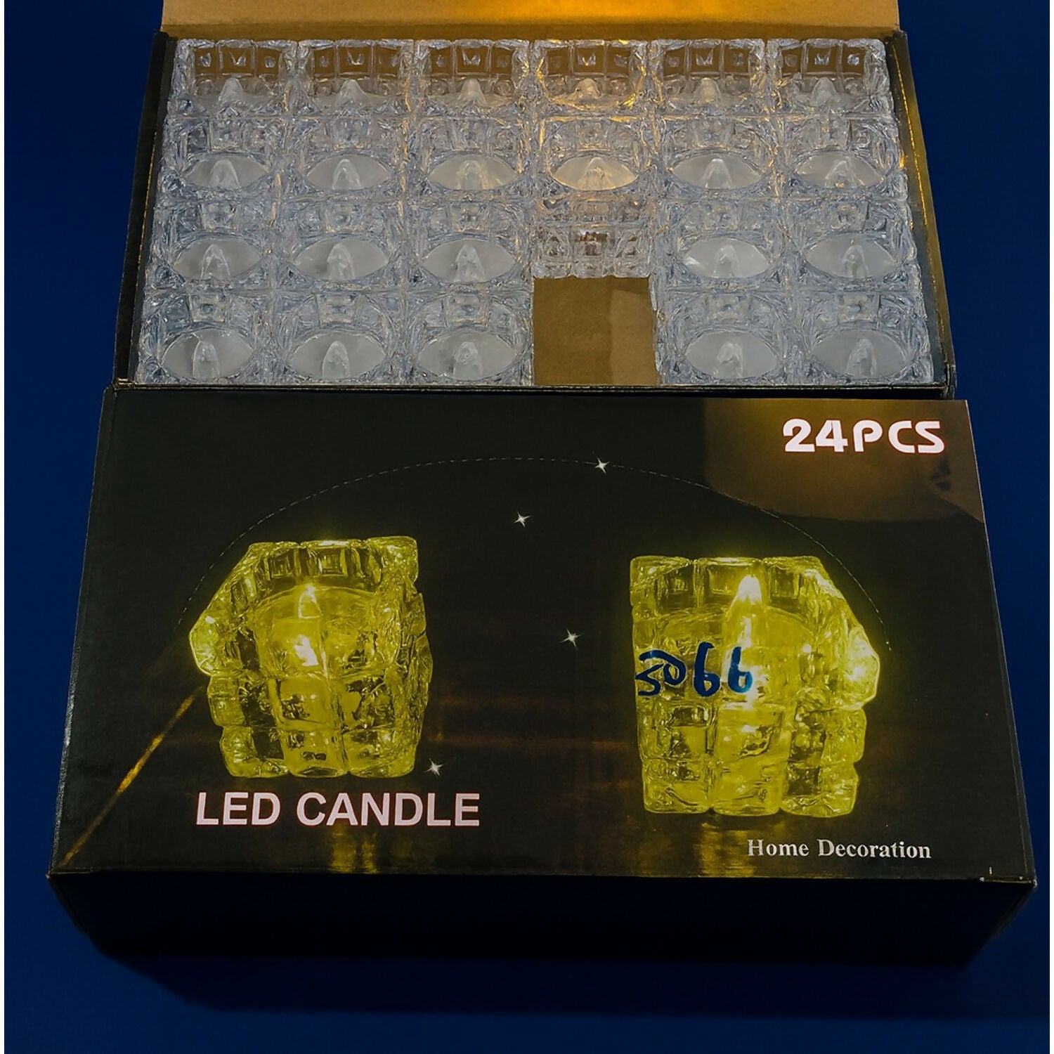 Set of 24 Square Crystal LED Tealight Candles | Battery Operated Flameless Decorative Lights | Warm Yellow Glow for Diwali, Pooja, Wedding, Home Décor, Parties & Festivals