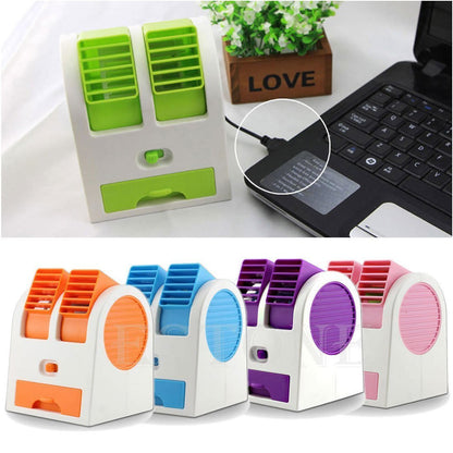 Compact mini air conditioner fan in multiple colors