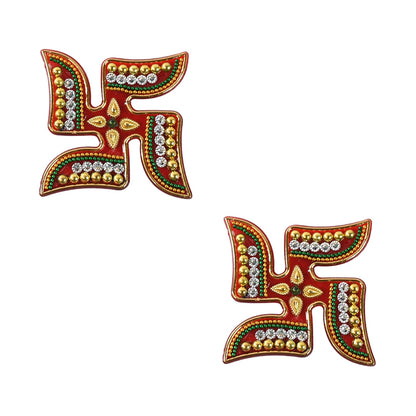 Swastik Decorative Sticker – Traditional Acrylic Pooja Décor Set