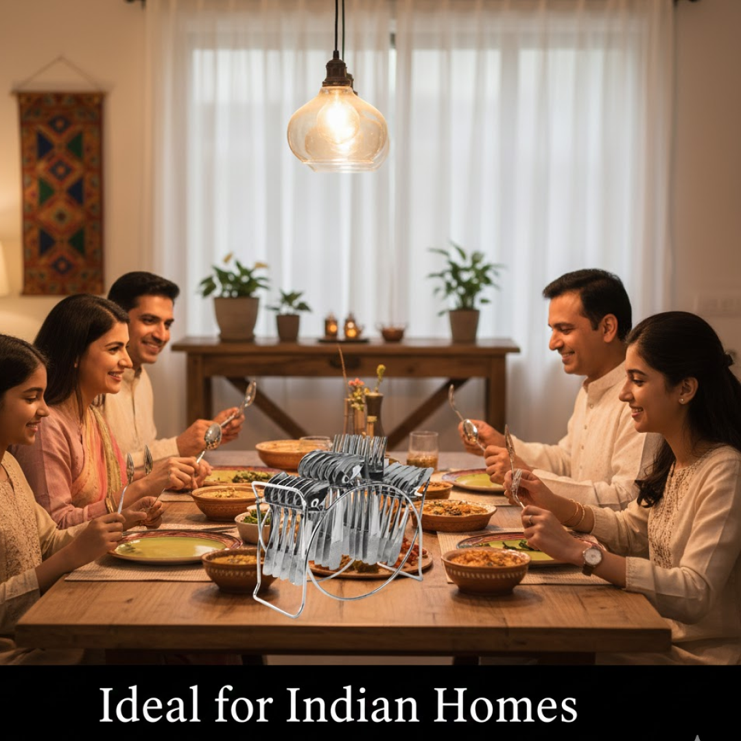 Stainless Steel Cutlery Set with Elegant Storage Stand (24 Pc)