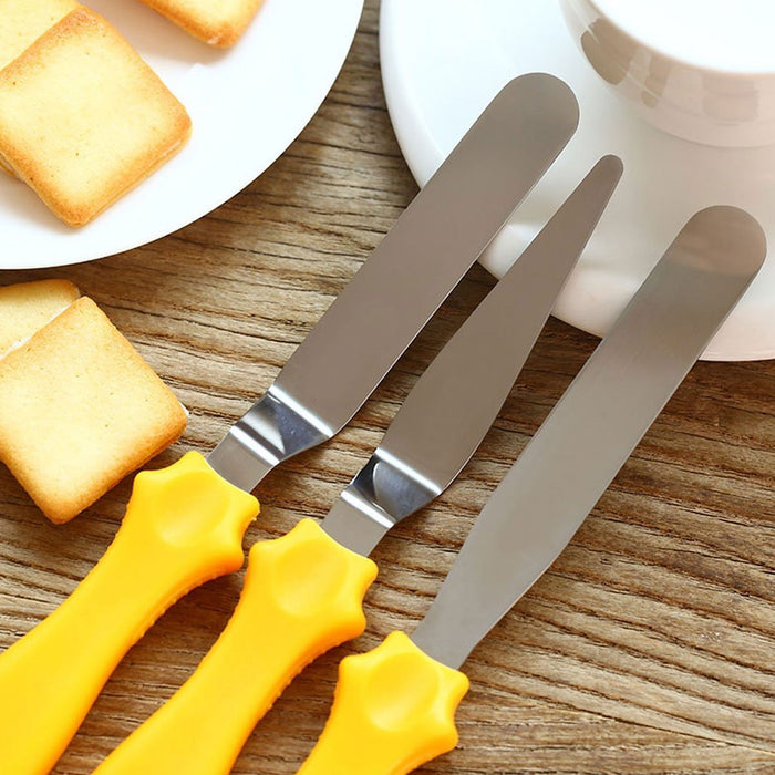 2805 MULTI-FUNCTION STAINLESS STEEL CAKE ICING SPATULA FLAT ANGULAR TRIANGLE PALLET KNIFE SET