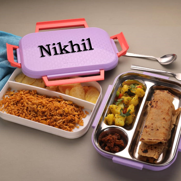 Customized Break Time Lunch Box Steel Plate Multi Compartment Lunch Box Carry To All Type lunch In Lunch Box & Premium Quality Lunch Box ideal For Office , School Kids & Travelling Ideal