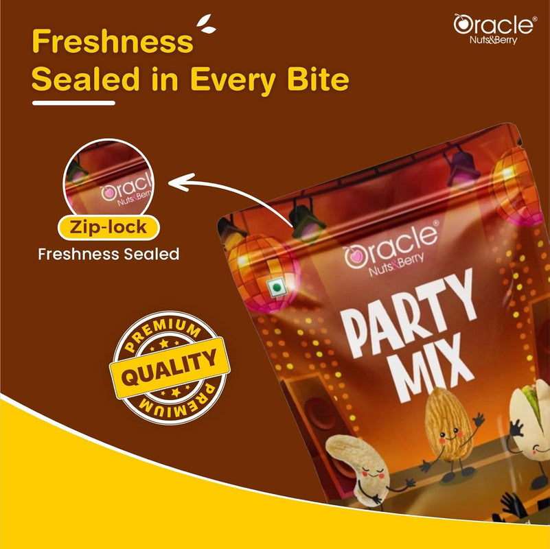 Oracle Party Mix – Roasted & Salted Almonds, Cashews & Pistachios Blend Dry Fruits Snack (200gm)