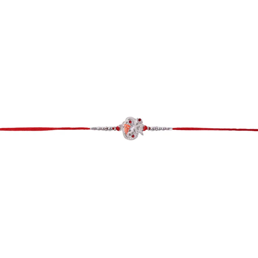 Premium Om Symbol Enamel Crystal Stone Beads Traditional Rakhi