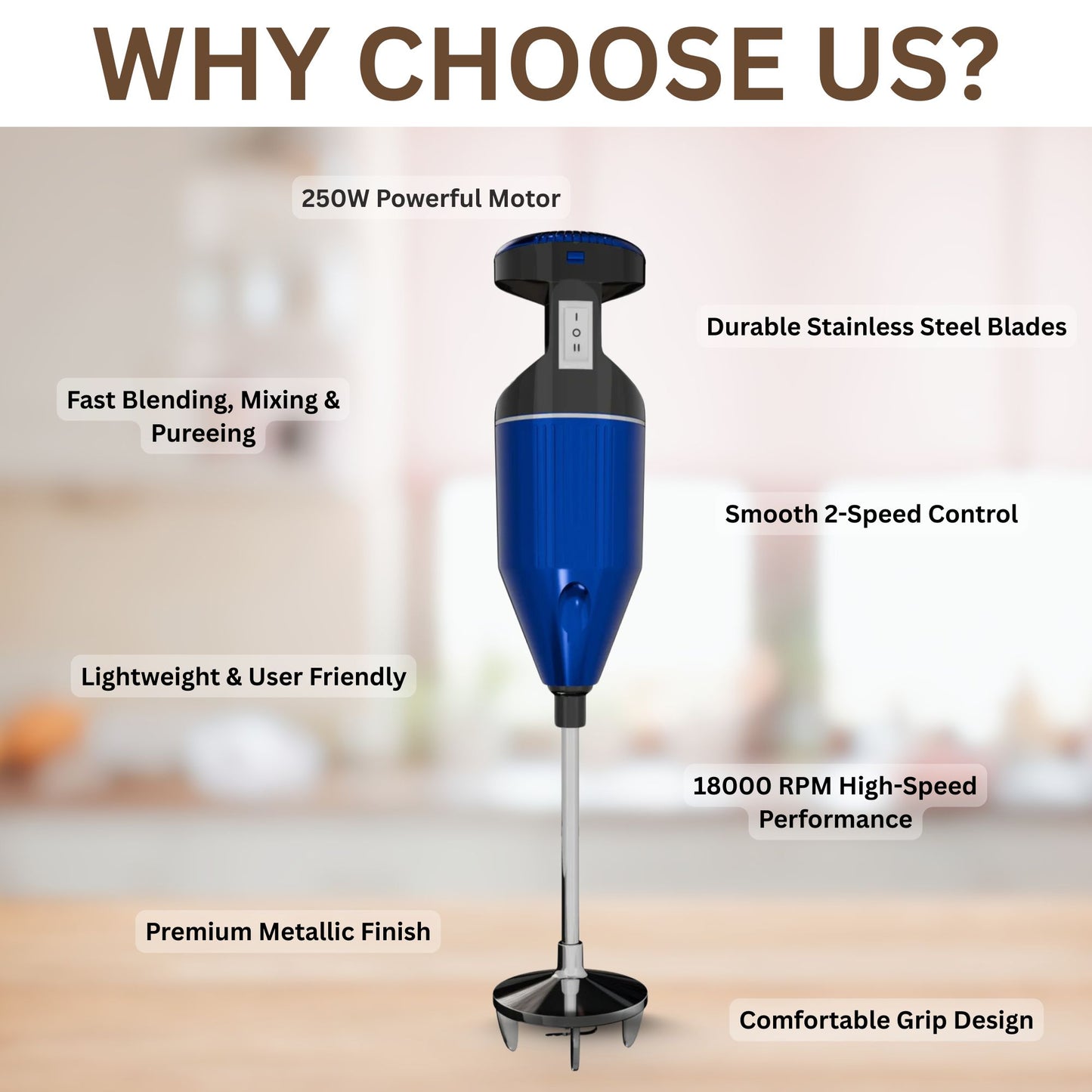 ZADAP RHB-131 250W Hand Blender (Blue)