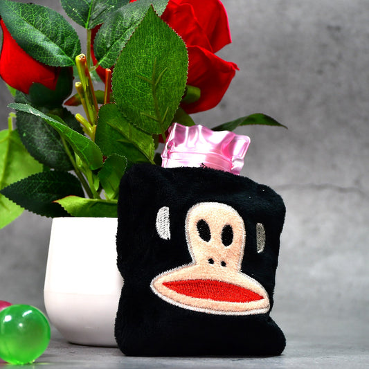 Black Monkey Small Hot Water Bag with Cover for Pain Relief