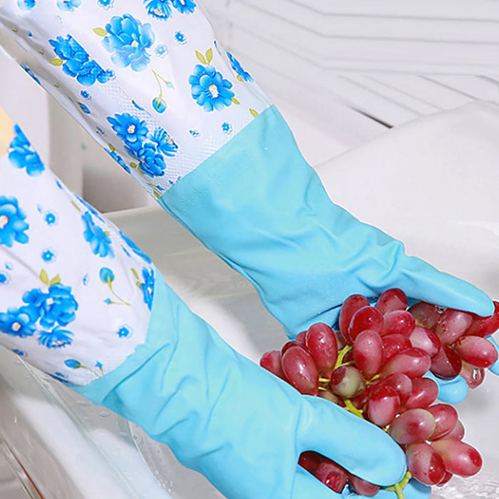 2 Pair Large Blue Gloves For Different Types Of Purposes Like Washing Utensils, Gardening And Cleaning Toilet Etc.