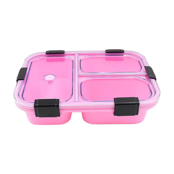 Customized Plastic 3 Compartment Insulated Lunch Box, Lunch Box (1 Pc)