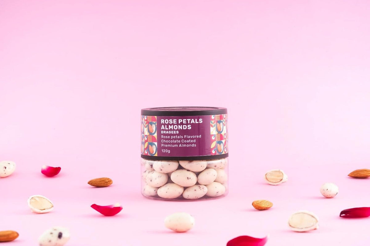 Oracle Nuts & Berry Rose Petals Almond Chocolate Coated Premium Almonds (120gm)