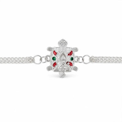 Silver Turtle Rakhi – Elegant Enamel Finish for Brother