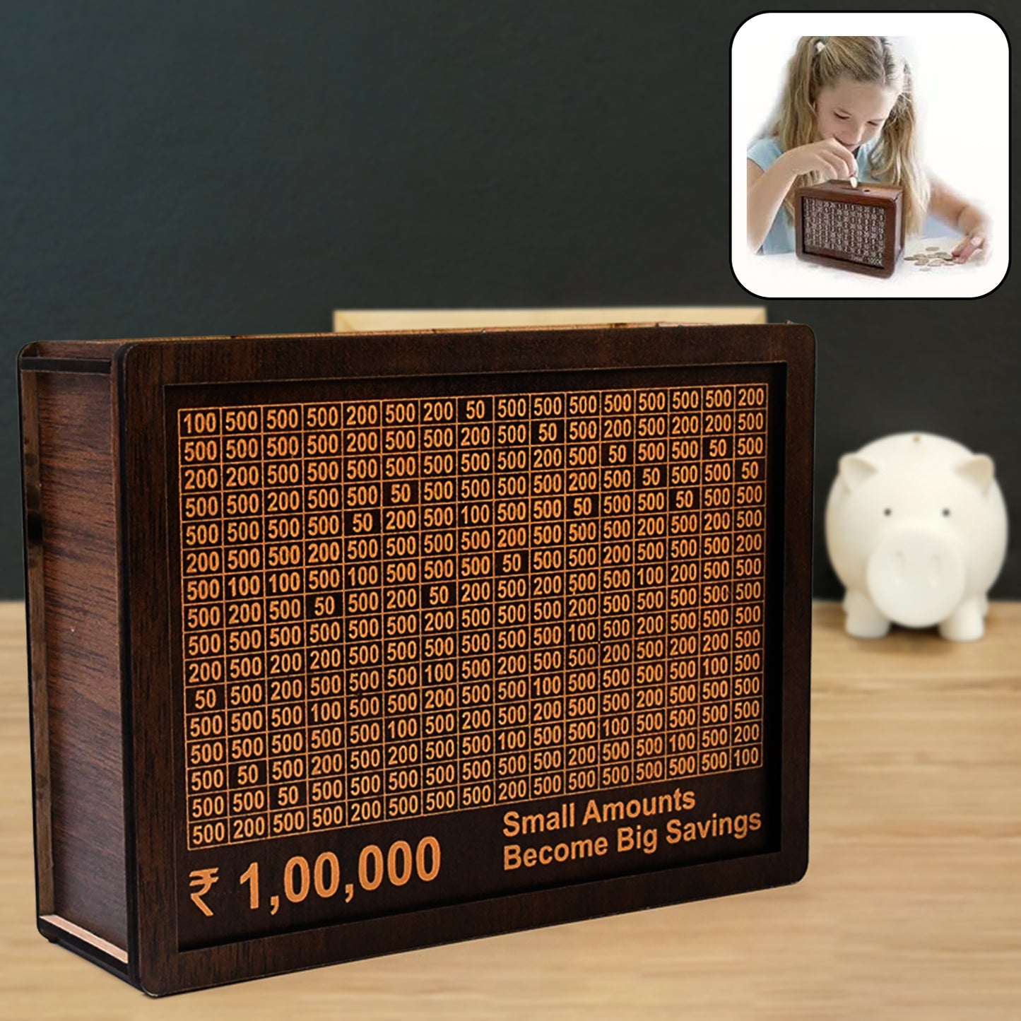 Wooden Money / Piggy Bank, Money Box (1 Pc / Pen Not Included)