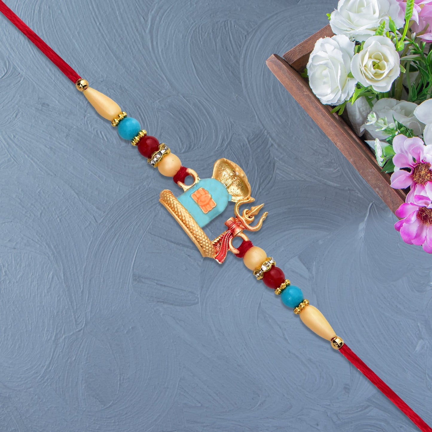 Ganesha Rakhi Beads and Stone Work for Raksha Bandhan (5pcs)