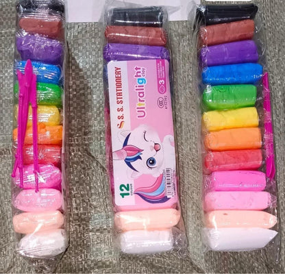Kids 12 Color Antibacterial Super Clay Set for Creative Play (1 Set)