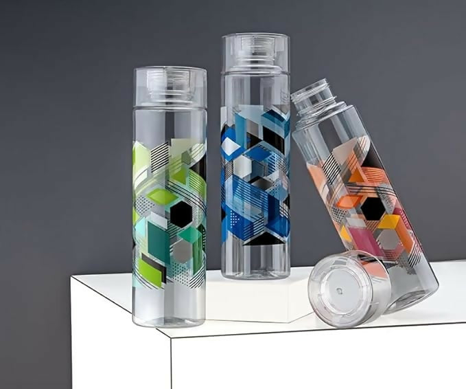 round plastic water bottles 1000ml 3pc