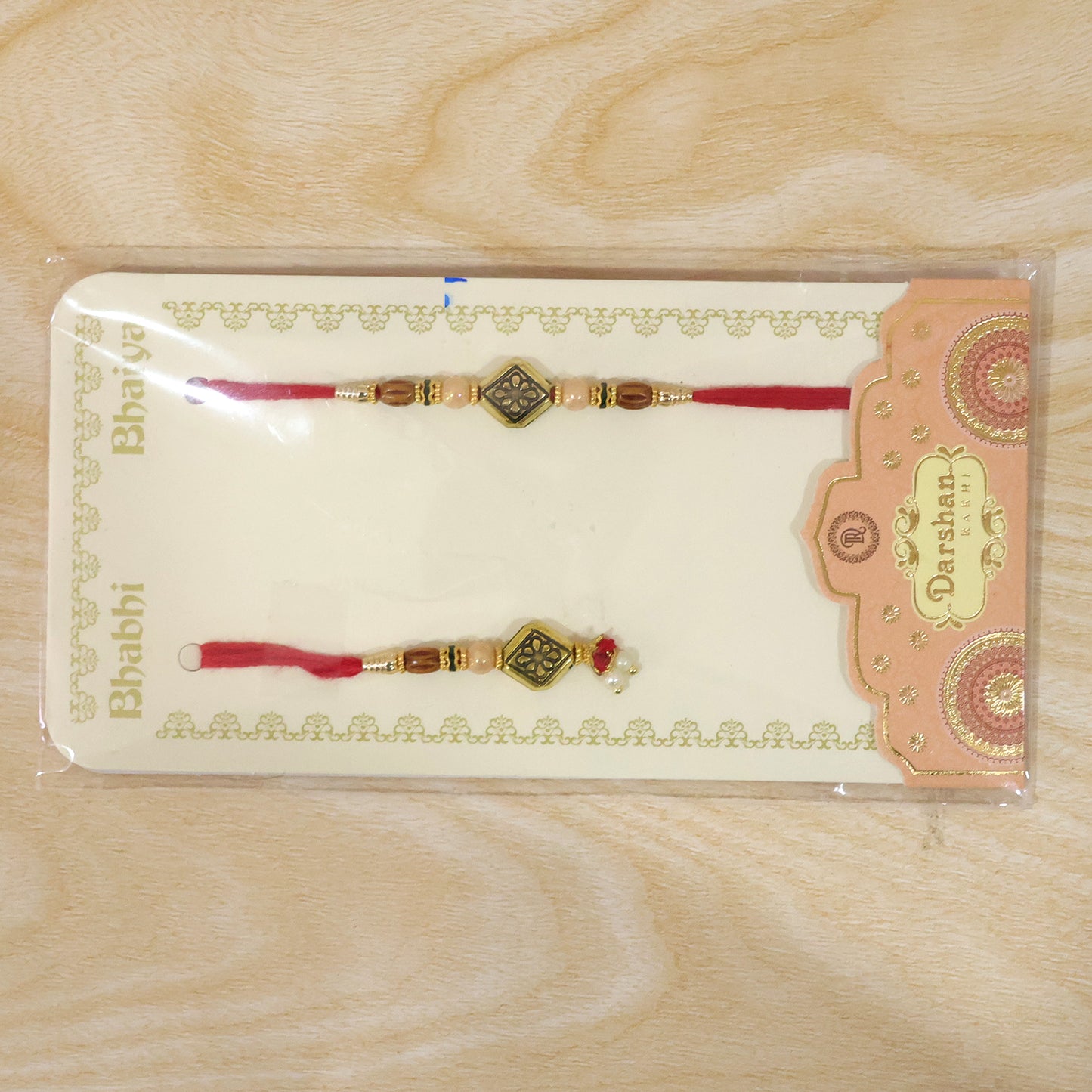 Graceful Geometric Square Bhai Bhabhi Rakhi with Black- Square Charm for Gifting