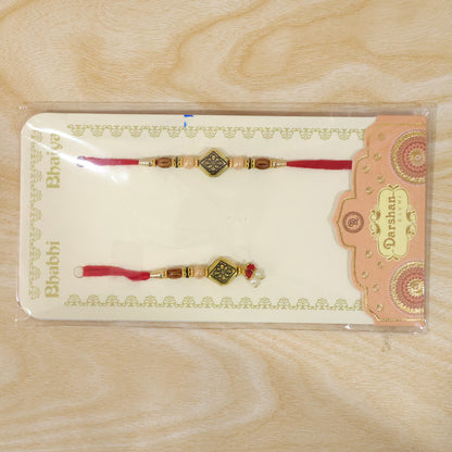 Graceful Geometric Square Bhai Bhabhi Rakhi with Black- Square Charm for Gifting