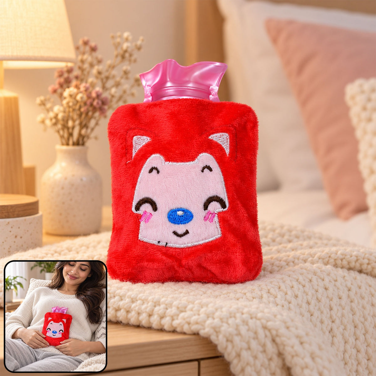 Mini Hot Water Bag – Cute Cat Design for Pain Relief | XcelCraft