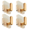 Adhesive Acrylic Towel Hooks – Gold Fluted Design Pack of 4